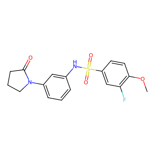 3-fluoro-4-methoxy-N-(3-(2-oxopyrrolidin-1-yl)phenyl)benzenesulfonamide structure