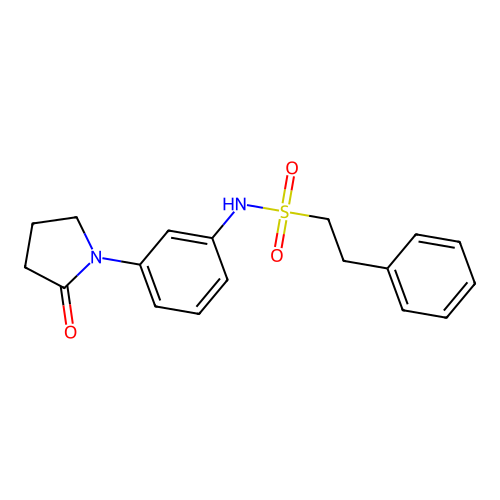 N-(3-(2-oxopyrrolidin-1-yl)phenyl)-2-phenylethanesulfonamide structure