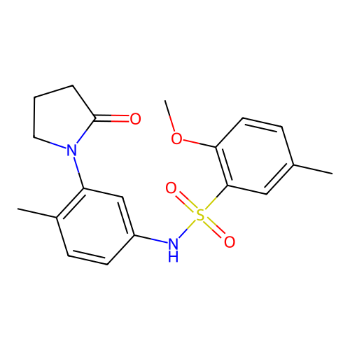 2-methoxy-5-methyl-N-(4-methyl-3-(2-oxopyrrolidin-1-yl)phenyl)benzenesulfonamide structure