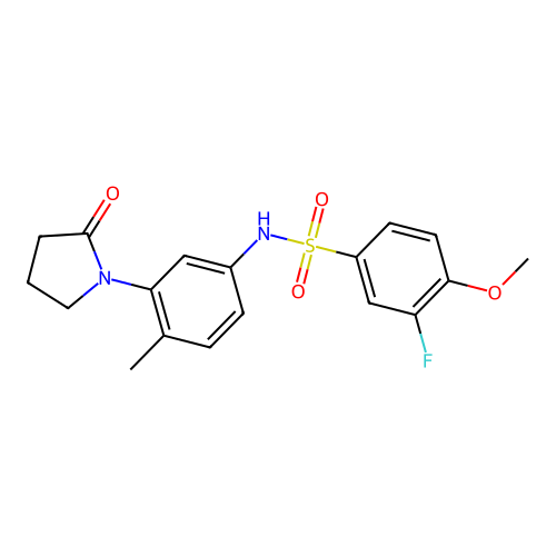 3-fluoro-4-methoxy-N-(4-methyl-3-(2-oxopyrrolidin-1-yl)phenyl)benzenesulfonamide structure
