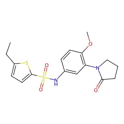 5-ethyl-N-[4-methoxy-3-(2-oxopyrrolidin-1-yl)phenyl]thiophene-2-sulfonamide structure