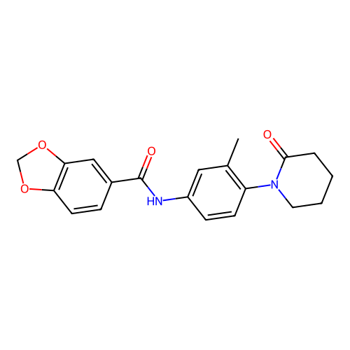 N-(3-methyl-4-(2-oxopiperidin-1-yl)phenyl)benzo[d][1,3]dioxole-5-carboxamide structure