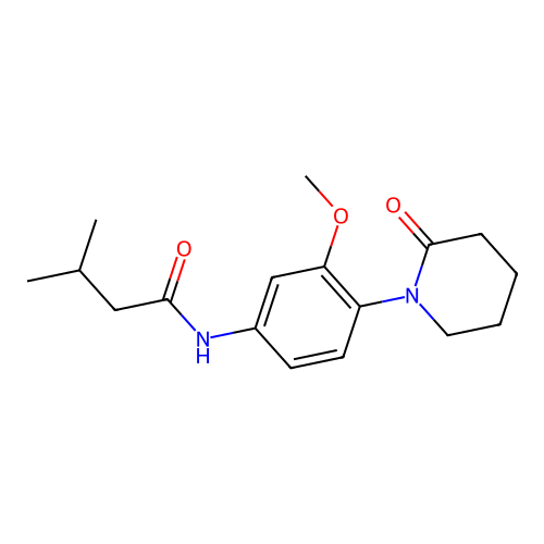 N-[3-methoxy-4-(2-oxopiperidin-1-yl)phenyl]-3-methylbutanamide structure