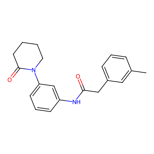 2-(3-methylphenyl)-N-[3-(2-oxopiperidin-1-yl)phenyl]acetamide structure