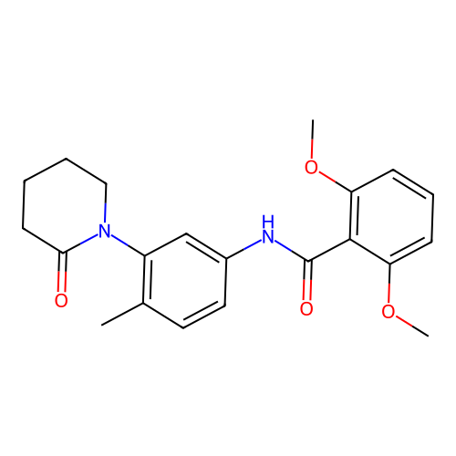 2,6-dimethoxy-N-[4-methyl-3-(2-oxopiperidin-1-yl)phenyl]benzamide structure