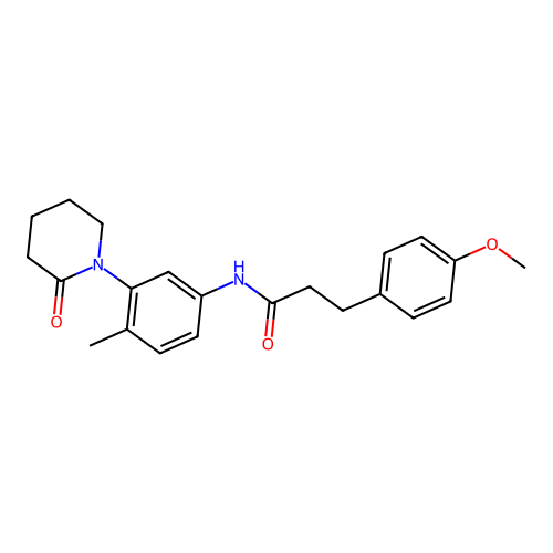3-(4-methoxyphenyl)-N-[4-methyl-3-(2-oxopiperidin-1-yl)phenyl]propanamide structure