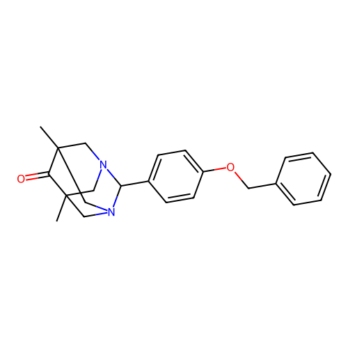(1r,5R,7S)-2-(4-(benzyloxy)phenyl)-5,7-dimethyl-1,3-diazaadamantan-6-one structure