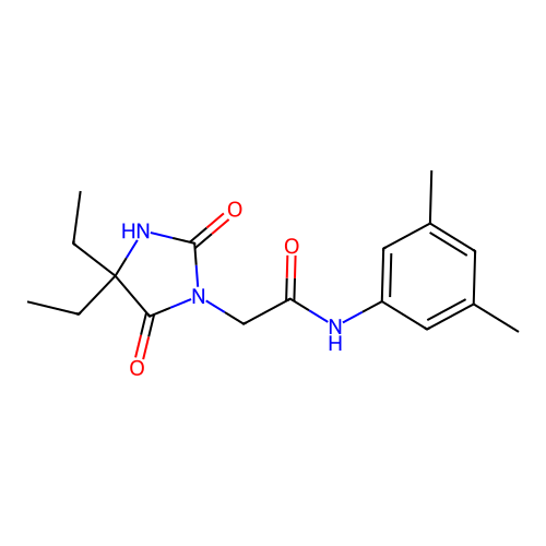2-(4,4-diethyl-2,5-dioxoimidazolidin-1-yl)-N-(3,5-dimethylphenyl)acetamide structure