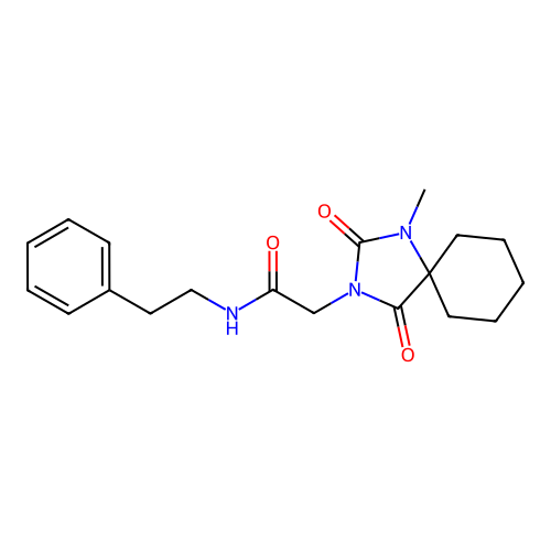 2-(1-methyl-2,4-dioxo-1,3-diazaspiro[4.5]decan-3-yl)-N-phenethylacetamide structure
