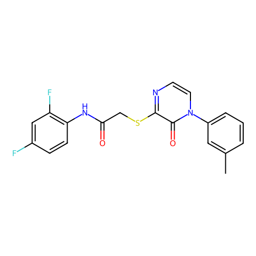 N-(2,4-difluorophenyl)-2-[4-(3-methylphenyl)-3-oxopyrazin-2-yl]sulfanylacetamide structure