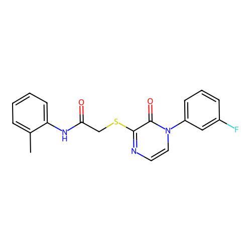 2-[4-(3-fluorophenyl)-3-oxopyrazin-2-yl]sulfanyl-N-(2-methylphenyl)acetamide structure