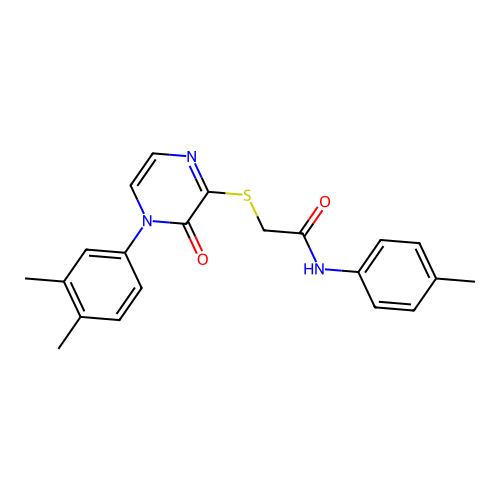 2-[4-(3,4-dimethylphenyl)-3-oxopyrazin-2-yl]sulfanyl-N-(4-methylphenyl)acetamide structure