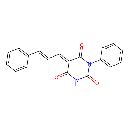 (5E)-1-phenyl-5-[(E)-3-phenylprop-2-enylidene]-1,3-diazinane-2,4,6-trione structure
