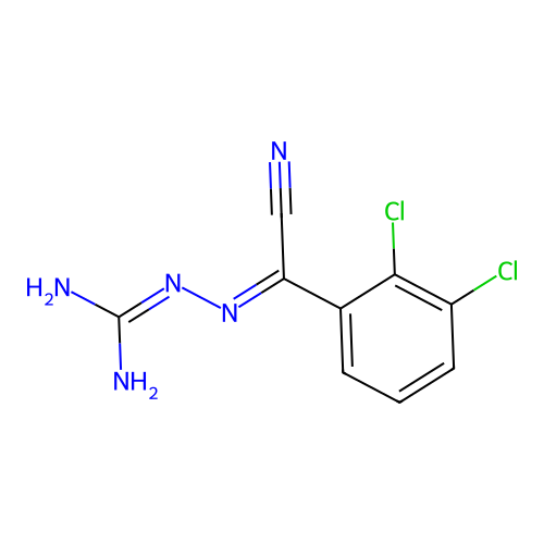 2-[Cyano(2,3-dichlorophenyl)methylene]hydrazinecarboximidamide structure