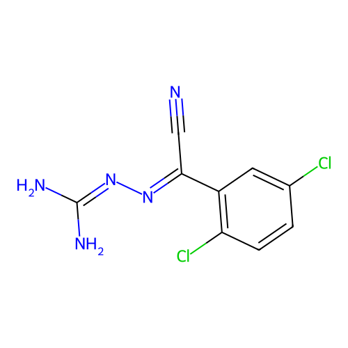 2-[Cyano(2,5-dichlorophenyl)methylene]hydrazinecarboximidamide structure