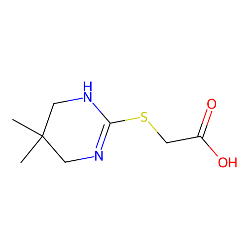 [(5,5-Dimethyl-1,4,5,6-tetrahydropyrimidin-2-yl)sulfanyl]acetic acid structure