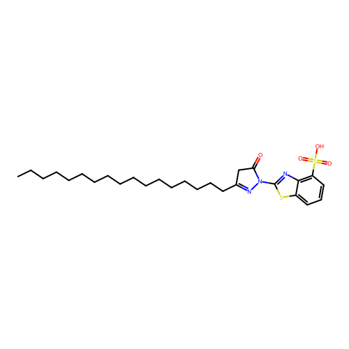 2-(3-heptadecyl-5-oxo-4H-pyrazol-1-yl)-1,3-benzothiazole-4-sulfonic acid structure