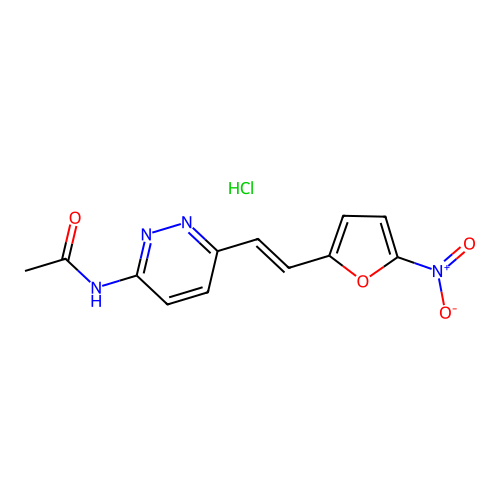 N-[6-[2-(5-Nitro-2-furyl)vinyl]pyridazin-3-YL]acetamide monohydrochloride structure