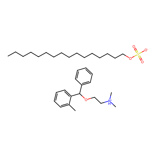 Dimethyl-[2-[(2-methylphenyl)-phenylmethoxy]ethyl]azanium;hexadecyl sulfate structure