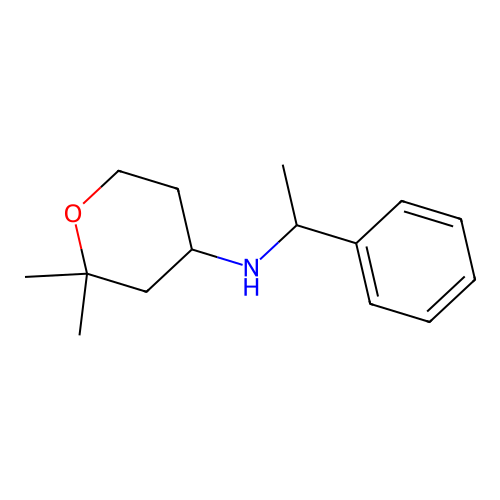 2,2-dimethyl-N-(1-phenylethyl)tetrahydro-2H-pyran-4-amine structure