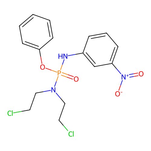N-[bis(2-chloroethyl)amino-phenoxyphosphoryl]-3-nitroaniline structure