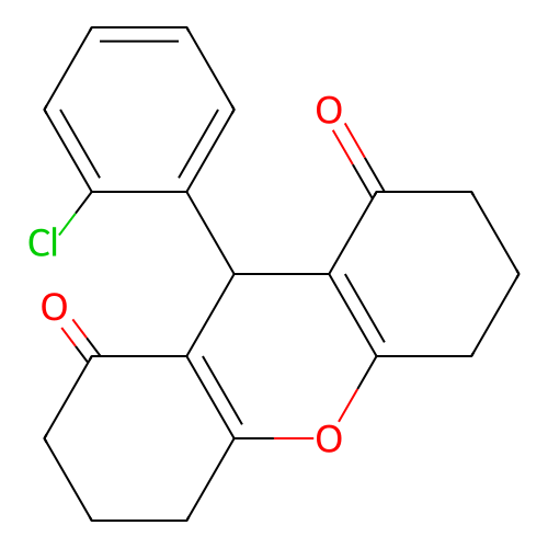 9-(2-chlorophenyl)-3,4,5,6,7,9-hexahydro-1H-xanthene-1,8(2H)-dione structure