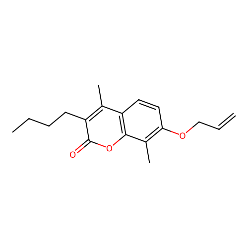 3-butyl-4,8-dimethyl-7-(prop-2-enyloxy)-2H-chromen-2-one structure