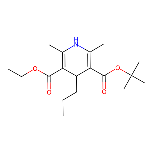 tert-Butyl ethyl 1,4-dihydro-2,6-dimethyl-4-propylpyridine-3,5-dicarboxylate structure