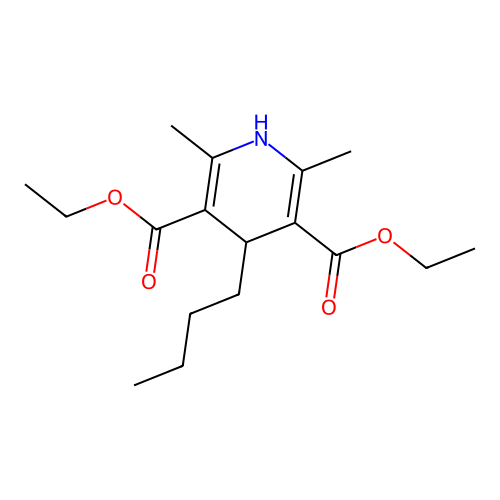 Diethyl 4-butyl-1,4-dihydro-2,6-dimethylpyridine-3,5-dicarboxylate structure