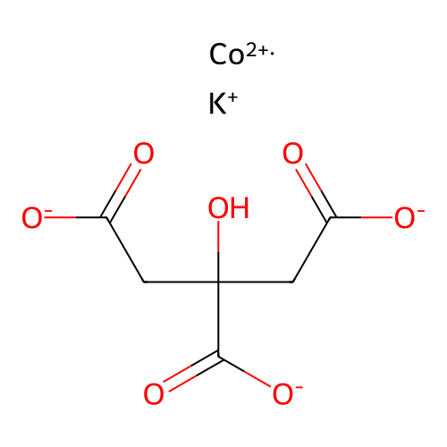 Cobalt(2+) potassium 2-hydroxypropane-1,2,3-tricarboxylate structure