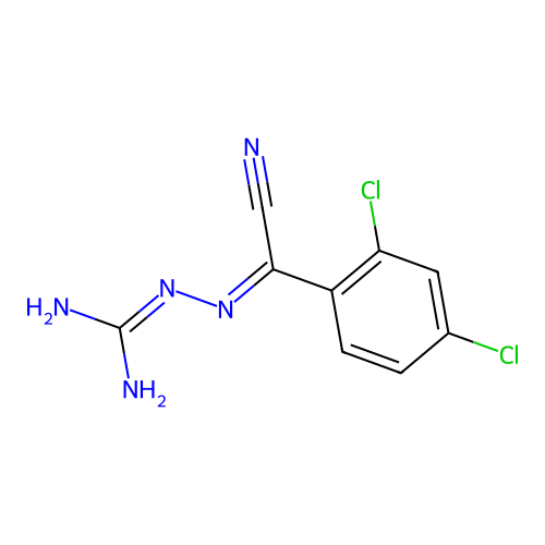 3-[Cyano(2,4-dichlorophenyl)methylene]carbazamidine structure