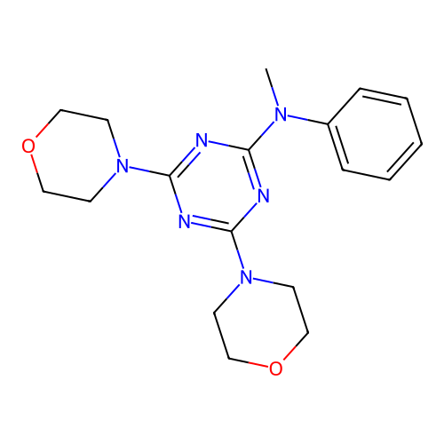 N-methyl-4,6-dimorpholino-N-phenyl-1,3,5-triazin-2-amine structure