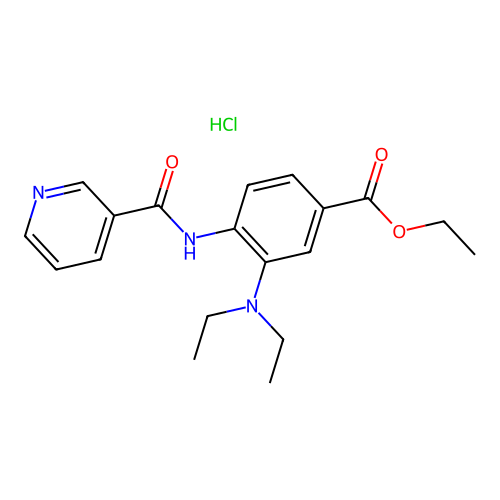 Ethyl 3-(diethylamino)-4-((3-pyridylcarbonyl)amino)benzoate monohydrochloride structure