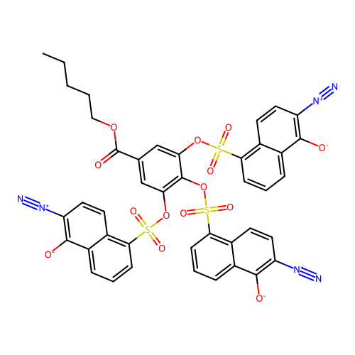 Pentyl 3,4,5-tris(((6-diazo-5,6-dihydro-5-oxo-1-naphthyl)sulphonyl)oxy)benzoate structure