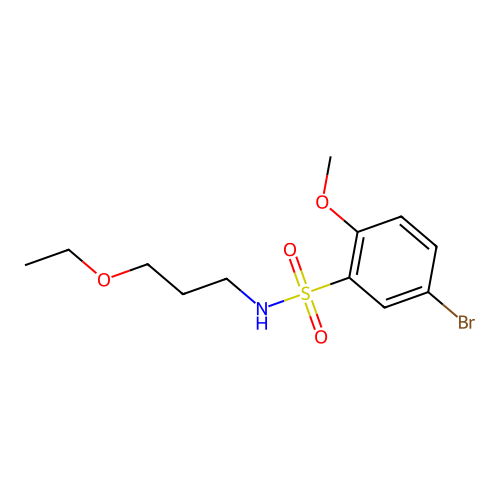 5-bromo-N-(3-ethoxypropyl)-2-methoxybenzenesulfonamide structure