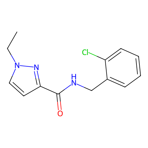 N-[(2-chlorophenyl)methyl]-1-ethylpyrazole-3-carboxamide structure