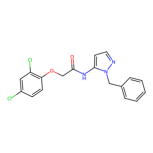 N-(1-benzyl-1H-pyrazol-5-yl)-2-(2,4-dichlorophenoxy)acetamide structure