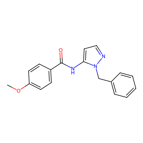 N-(2-benzylpyrazol-3-yl)-4-methoxybenzamide structure