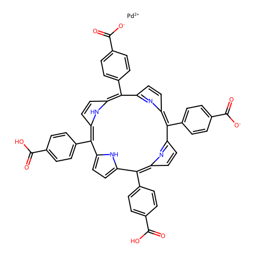 Meso-Tetraphenylporphine-4,4',4'',4'''-tetracarboxylic acid, palladium(II) structure