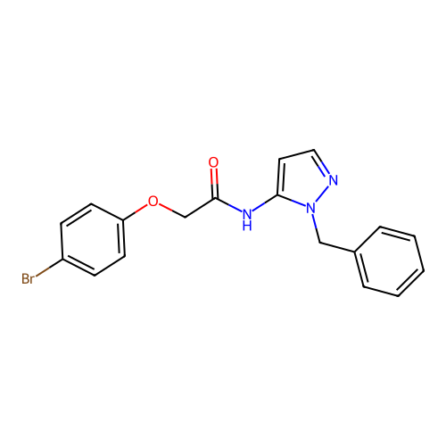 N-(1-benzyl-1H-pyrazol-5-yl)-2-(4-bromophenoxy)acetamide structure