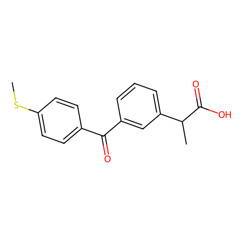 2-(3-(4-(Methylthio)benzoyl)phenyl)propionic acid structure