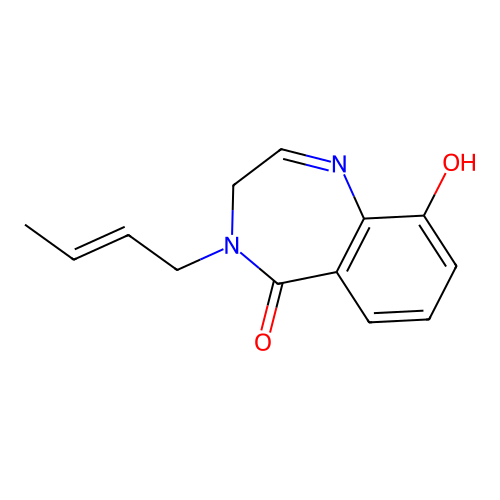 5H-1,4-benzodiazepin-5-one,4-(2-buten-1-yl)-3,4-dihydro-9-hydroxy- structure