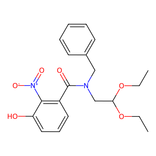 N-benzyl-N-(2,2-diethoxyethyl)-3-hydroxy-2-nitrobenzamide structure