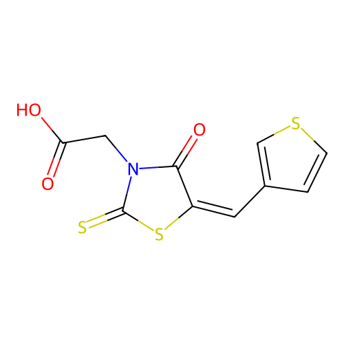 (5E)-4-Oxo-5-(3-thienylmethylene)-2-thioxo-3-thiazolidineacetic acid structure