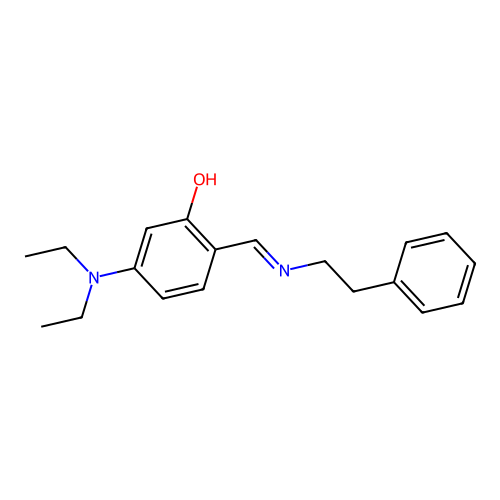 (E)-5-(diethylamino)-2-((phenethylimino)methyl)phenol structure