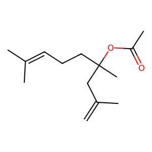 1,5-Dimethyl-1-(2-methylallyl)hex-4-enyl acetate structure