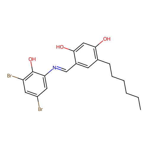 4-(((3,5-Dibromo-2-hydroxyphenyl)imino)methyl)-6-hexylresorcinol structure