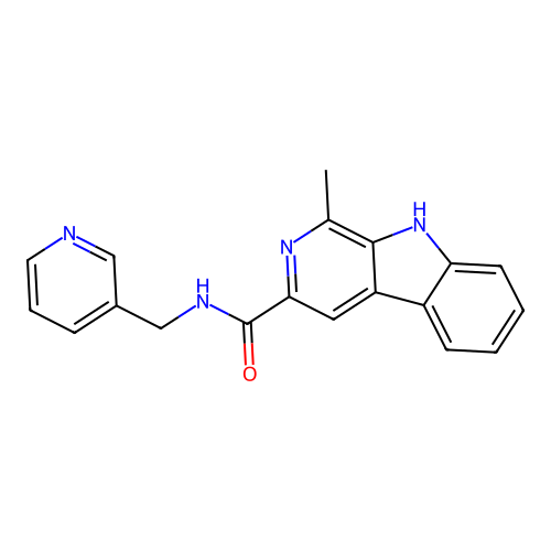 1-methyl-N-(pyridin-3-ylmethyl)-9H-pyrido[3,4-b]indole-3-carboxamide structure