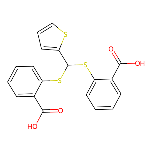 2,2'-{[(Thiophen-2-yl)methylene]disulfanediyl}dibenzoic acid structure
