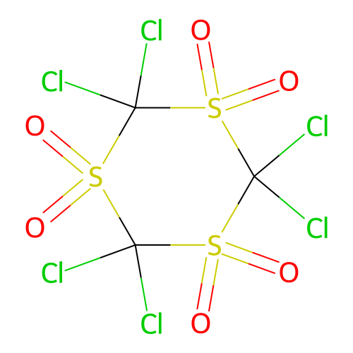2,2,4,4,6,6-hexachloro-1,3,5-trithiane 1,1,3,3,5,5-hexaoxide structure